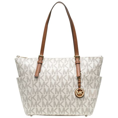 michael kors jet set leather satchel|Michael Kors white manhattan bag.